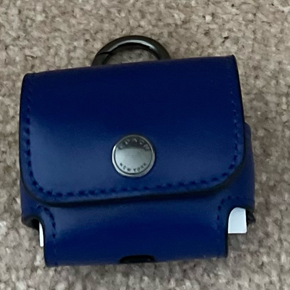NWT Coach Wireless Air Pods Pro Earbud Case Sport Blue Leather